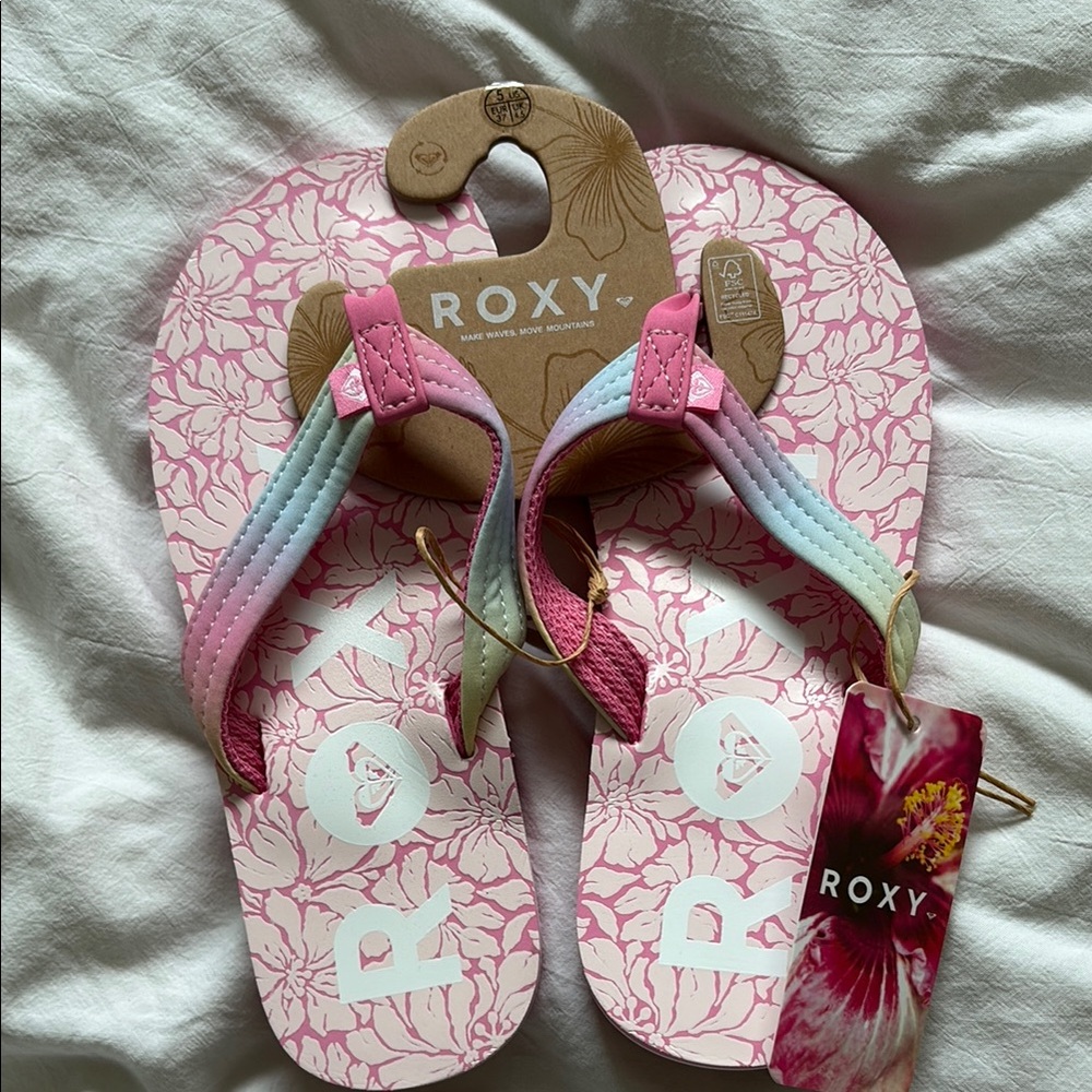 Roxy Kids Pink and Blue Flip Flops